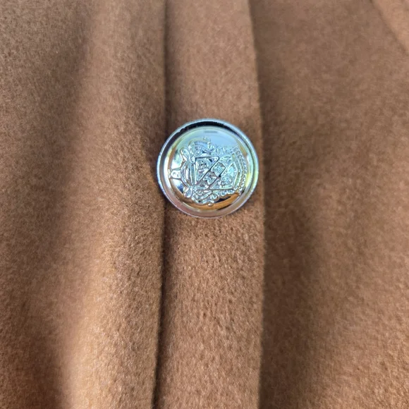 Felt Military Style Cropped Jacket Gold Buttons Lined Rust Color Size XL - Picture 4 of 9